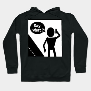 Say What? illustration on Black Background Hoodie